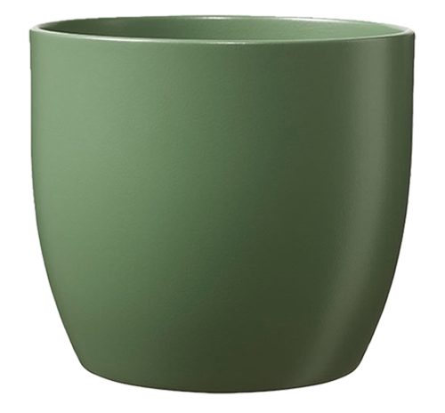 K193274 CERAMIC PLANT POT, BASEL FASHION, MATTE MOSS GREEN