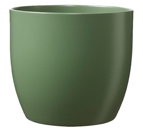 CERAMIC PLANT POT, BASEL FASHION, MATTE MOSS GREEN