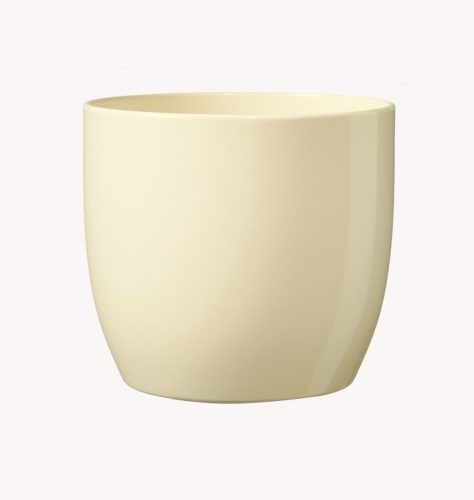 K193381 CERAMIC PLANT POT, BASEL FULL COLOR, SHINY VANILLA