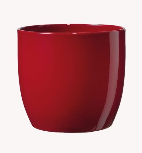 K193382 CERAMIC PLANT POT, BASEL FULL COLOR, SHINY BORDEAUX