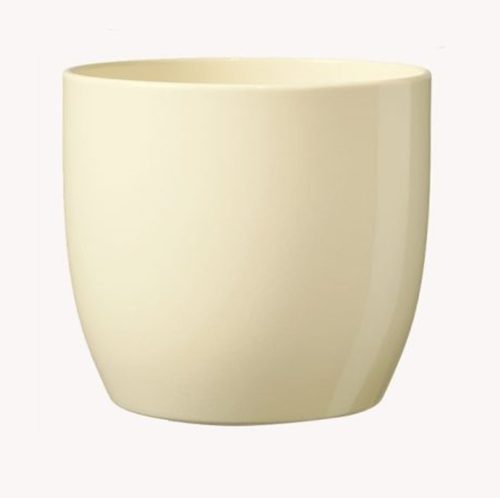 K193409 CERAMIC PLANT POT, BASEL FULL COLOR, SHINY VANILLA