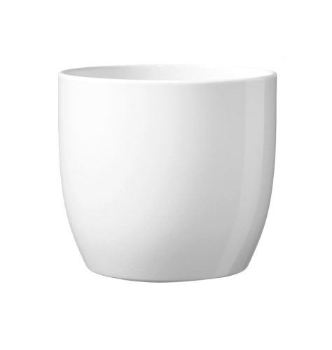 CERAMIC PLANT POT, BASEL FULL COLOR, SHINY WHITE