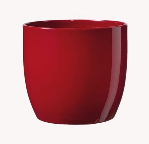 K193437 CERAMIC PLANT POT, BASEL FULL COLOR, SHINY BORDEAUX