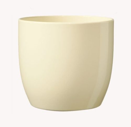 CERAMIC PLANT POT, BASEL FULL COLOR, SHINY VANILLA