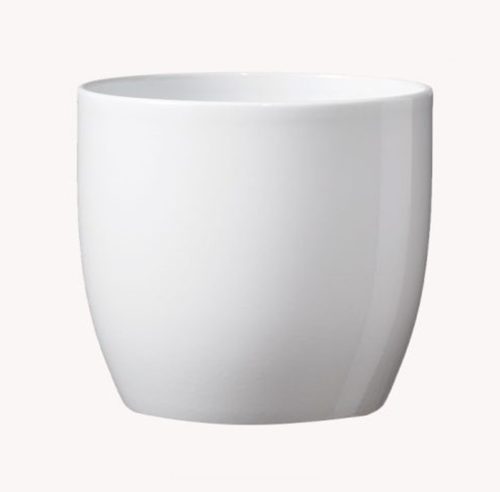 CERAMIC PLANT POT, BASEL FULL COLOR, SHINY WHITE