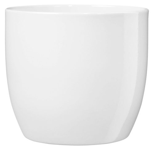 K193440 CERAMIC PLANT POT, BASEL FULL COLOR, SHINY WHITE