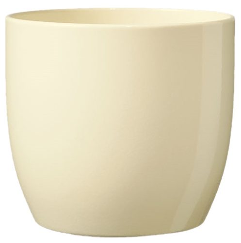 K193441 CERAMIC PLANT POT, BASEL FULL COLOR, SHINY VANILLA