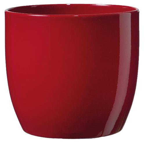 K193442 CERAMIC PLANT POT, BASEL FULL COLOR, SHINY BORDEAUX