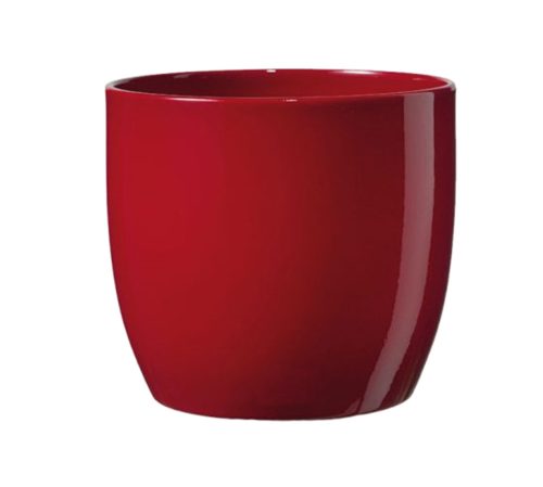 K193447 CERAMIC PLANT POT, BASEL FULL COLOR, SHINY BORDEAUX