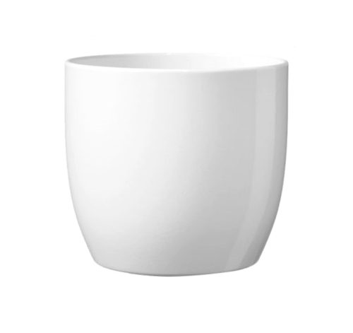 CERAMIC PLANT POT, BASEL FULL COLOR, SHINY WHITE
