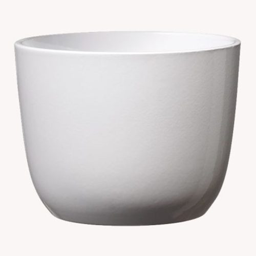 K193980 CERAMICPLANT POT, SEVILLA, SHINY WHITE