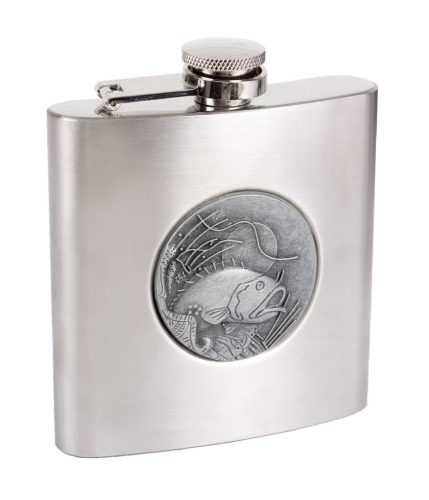 K202105 STAINLESS STEEL HIP FLASK WITH FISH METAL STICKER