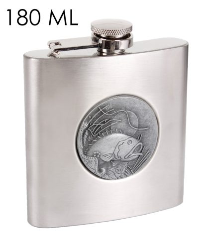 STAINLESS STEEL HIP FLASK WITH FISH METAL STICKER