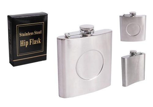 K202265 STAINLESS STEEL HIP FLASK WITH PLACE FOR LOGO