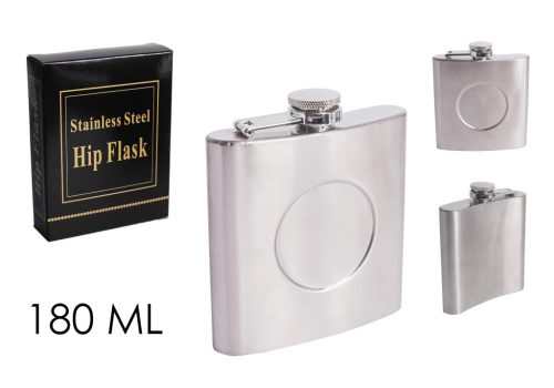 STAINLESS STEEL HIP FLASK WITH PLACE FOR LOGO
