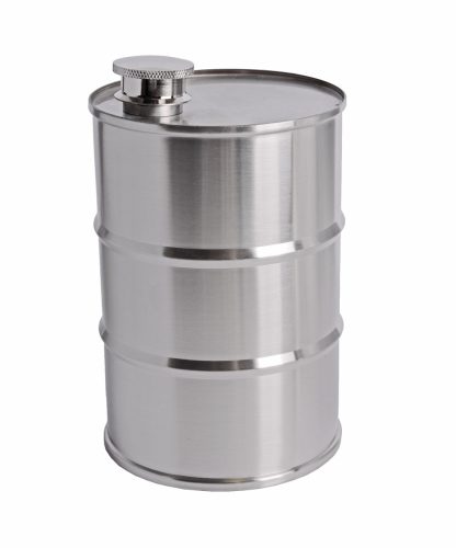 K202301 STAINLESS STEEL HIP FLASK, BARREL SHAPED