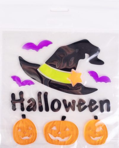 ABLAKZSELÉ BOSZORKÁNY KALAP, TÖKÖK, +HALLOWEEN FELIRATTAL