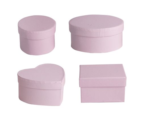 K340371 PAPER GIFT BOX, SET OF 4, DIFFERENT SHAPES, VINTAGE PINK