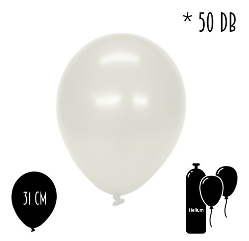 RUBBER BALOON SET OF 50 METAL WHITE