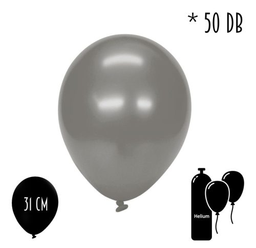 RUBBER BALOON SET OF 50 METAL SILVER