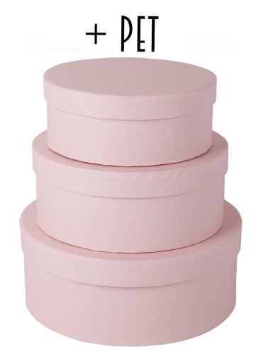 K391131 PAPER GIFT BOX WITH PLASTIC PAD, SET OF 3, BIG ROUND SHAPED, VINTAGE PINK