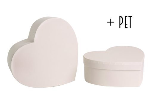 PAPER BOX  SET OF 2 HEART SHAPE VINTAGE CREAM