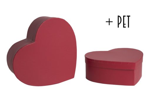 PAPER GIFT BOX WITH PLASTIC PAD, SET OF 2, HEART SHAPES, SCARLAT