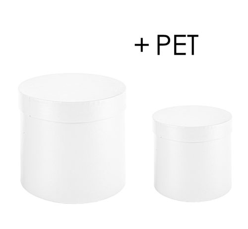 PAPÍRDOBOZ SZETT MŰANYAG BETÉTTEL, 2 DARABOS, KEREK ALAKÚ, BRIGHT WHITE