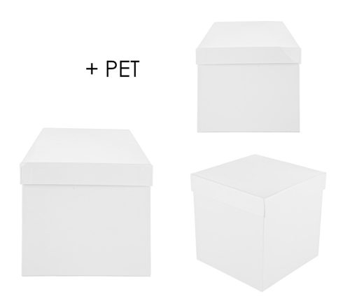 PAPÍRDOBOZ SZETT MŰANYAG BETÉTTEL, 3 DARABOS, KOCKA ALAKÚ, BRIGHT WHITE
