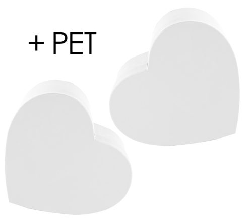 PAPÍRDOBOZ SZETT MŰANYAG BETÉTTEL, 2 DARABOS, SZÍV ALAKÚ, BRIGHT WHITE