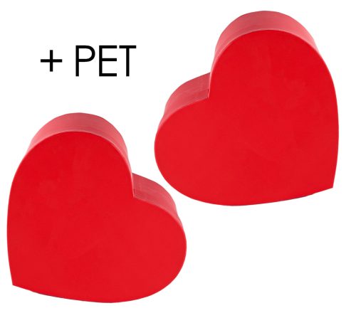 PAPÍRDOBOZ SZETT MŰANYAG BETÉTTEL, 2 DARABOS, SZÍV ALAKÚ, KISS RED