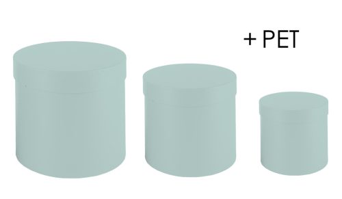 PAPÍRDOBOZ SZETT MŰANYAG BETÉTTEL, 3 DARABOS, KEREK ALAKÚ, MISTIC GREY