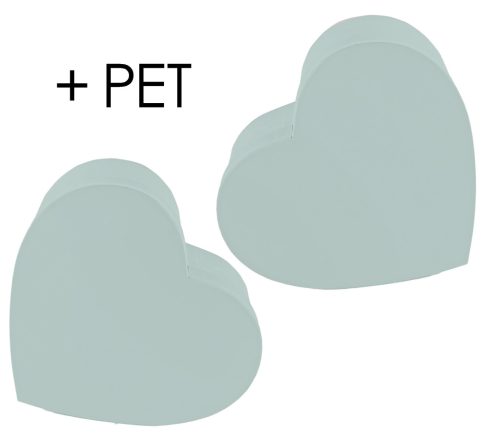 PAPÍRDOBOZ SZETT MŰANYAG BETÉTTEL, 2 DARABOS, SZÍV ALAKÚ, MISTIC GREY