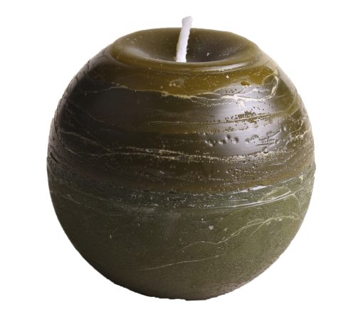 CANDLE RUSTIC BALL SHAPE  GREEN