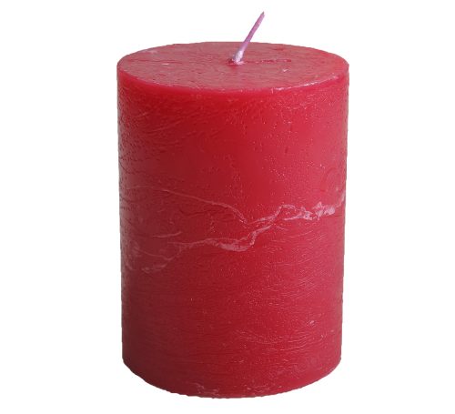 K410233 CANDLE RUSTIC CYLINDER SHAPE  RED