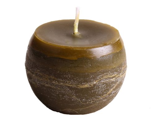 CANDLE RUSTIC BALL SHAPE  GREEN