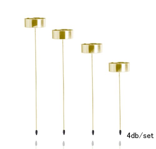 TEA LIGHT HOLDER ON STICKS 4 PC GOLD