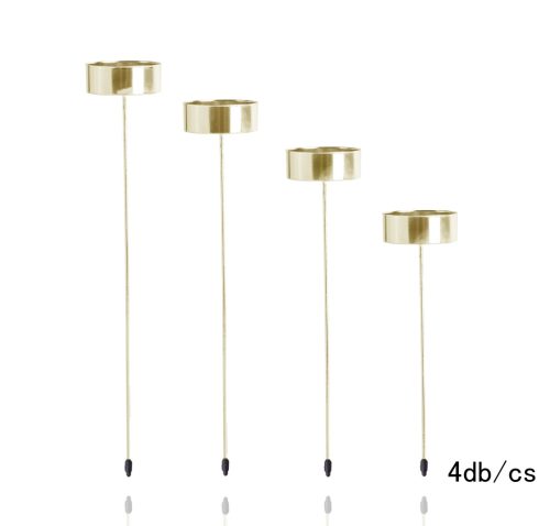 TEA LIGHT HOLDER ON STICKS 4 PC GOLD