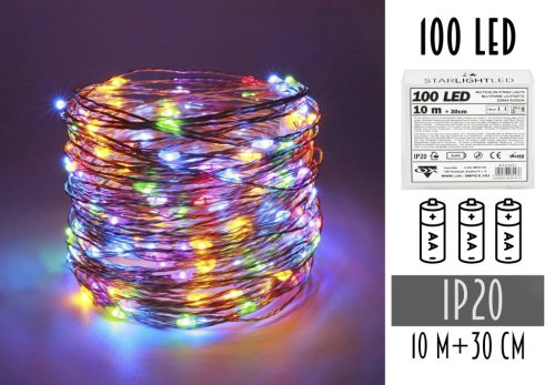 LED WIRE GIRLAND WITHOUT 3AA BATTERY, 100 LED COLORFUL