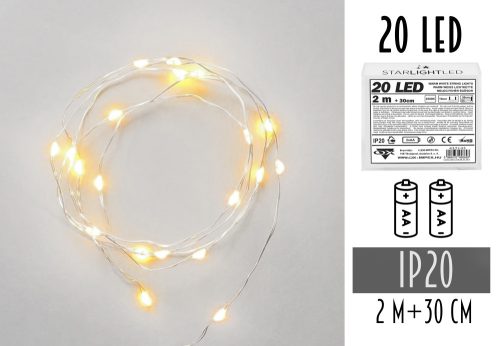 K432143 LED WIRE GIRLAND WITHOUT 2AA BATTERY, 20 LED COLD LIGHT