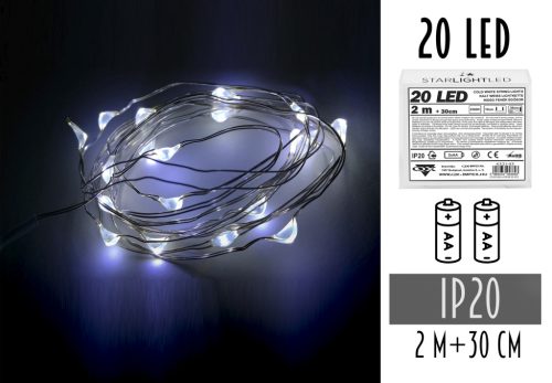 LED WIRE GIRLAND WITHOUT 2AA BATTERY, 20 LED WARM LIGHT