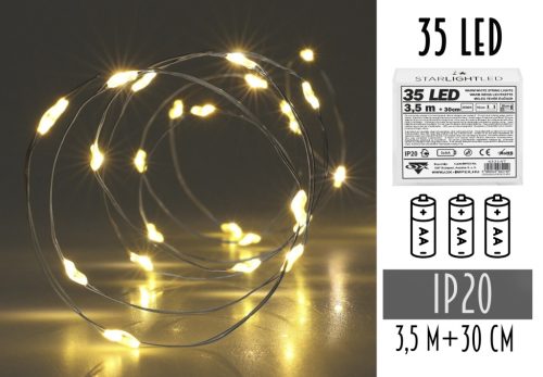 LED WIRE GIRLAND WITHOUT 3AA BATTERY, 35 LED WARM LIGHT