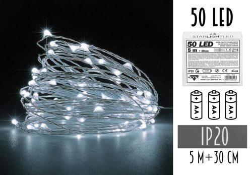 LED WIRE GIRLAND WITHOUT 3AA BATTERY, 50 LED COLD LIGHT