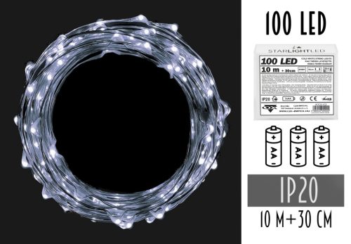 LED WIRE GIRLAND WITH 3AA BATTERY, 100 LED COLD LIGHT