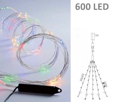 LED OUTDOOR WIRE GIRLAND 600 LED COLORFUL