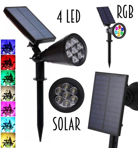 SOLAR GYEPLÁMPA 4LED    RGB