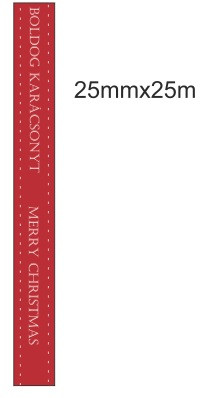 K440783 SATIN RIBBON, BOLDOG KARÁCSONYT LETTERING, CLARET WITH WHITE