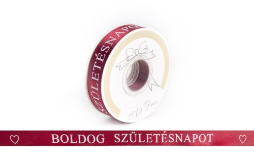 SATIN RIBBON, BOLDOG SZÜLETÉSNAPOT LETTERING CLARET