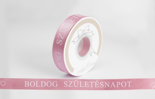 SATIN RIBBON, BOLDOG SZÜLETÉSNAPOT LETTERING ROSE