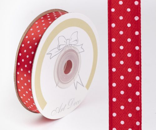 SATIN RIBBON, DOTTED RED